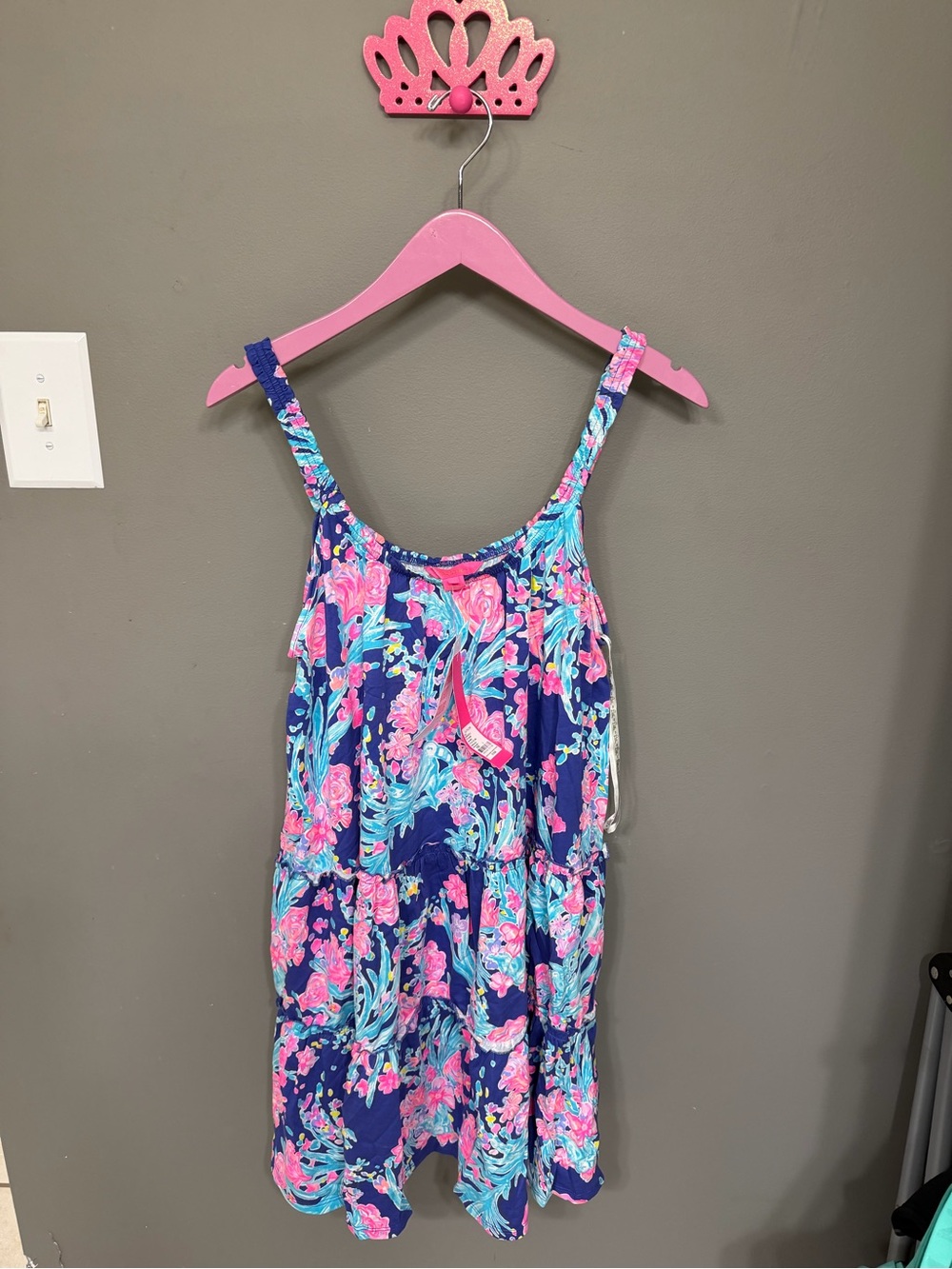 Lilly Pulitzer LORO dress Navy with Pink and Aqua Floral Print